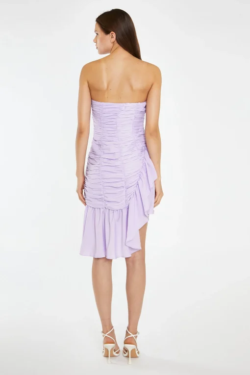 Glamorous Day Dresses|Mini Dresses|Light-Violet Strapless Asymmetric Ruched Mini-Dress -