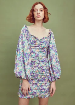 Glamorous Best Dressed Guest|Mini Dresses|Lilac Garden-Floral Long Sleeve Mini Dress -