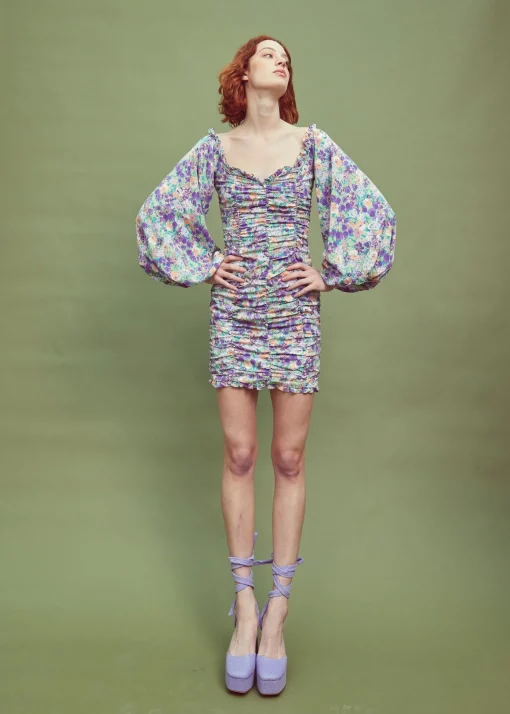 Glamorous Best Dressed Guest|Mini Dresses|Lilac Garden-Floral Long Sleeve Mini Dress -