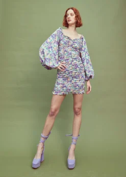 Glamorous Best Dressed Guest|Mini Dresses|Lilac Garden-Floral Long Sleeve Mini Dress -