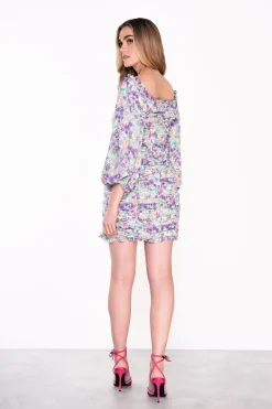 Glamorous Best Dressed Guest|Mini Dresses|Lilac Garden-Floral Long Sleeve Mini Dress -