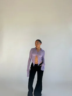 Glamorous Going Out Tops|Go To Partywear|Lilac Lace Open Front Top -