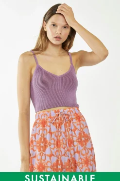 Glamorous Glamorous Care: Our Sustainable Collection|Crops, Corsets & Bodysuits|Lilac-Brown Rib Knit Crop Top -