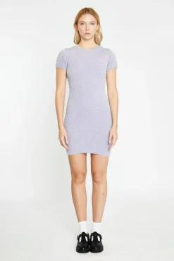 Glamorous Day Dresses|Knitted Dresses|Lilac-Glitter Knitted Mini-Dress -