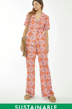Glamorous Glamorous Care: Our Sustainable Collection|Co-ords|Lilac-Orange Tribal Print High-Waisted Trousers -