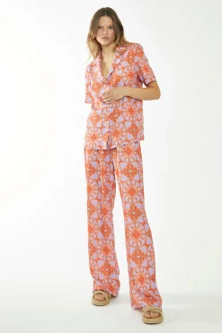 Glamorous Glamorous Care: Our Sustainable Collection|Co-ords|Lilac-Orange Tribal Print Collared Shirt -