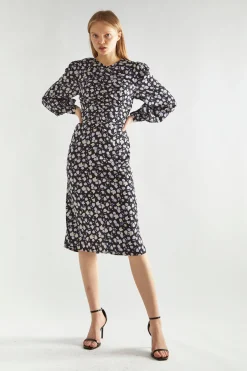 Glamorous Day Dresses|Midi & Midaxi Dresses|Lilac-Rose Ruched-Front Midi-Dress -