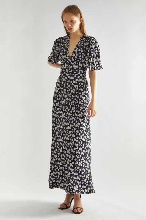 Glamorous Day Dresses|Maxi Dresses|Lilac-Rose V-Neck Maxi Tea-Dress -