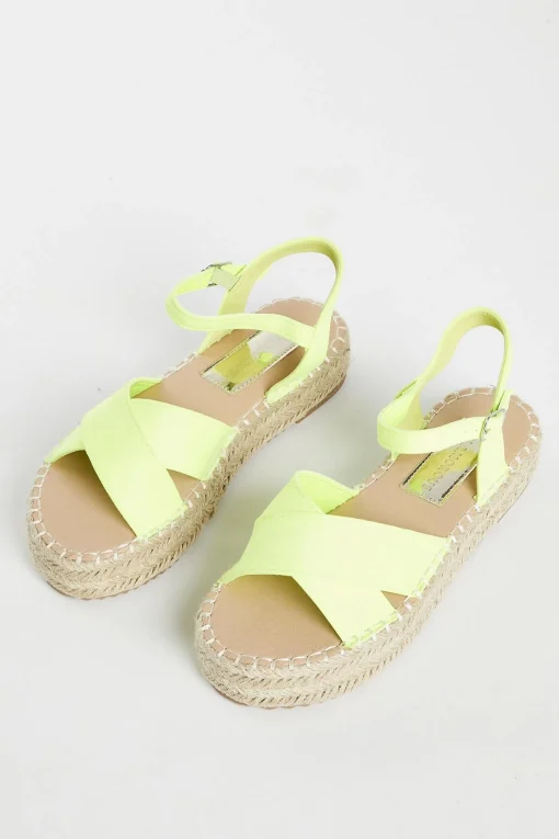 Glamorous Chic Escapes|Sandals|Lime Micro Espadrille Sandals -