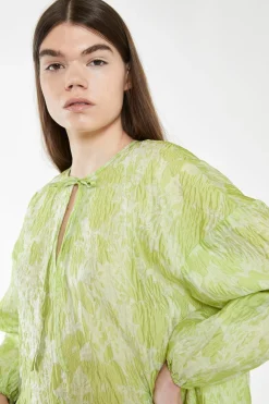Glamorous Best Dressed Guest|Chic Escapes|Lime Organza Jacquard Oversized Mini-Dress -