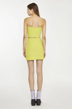 Glamorous Mini Skirts|Lime Rib Ribbed Pencil Mini-Skirt -
