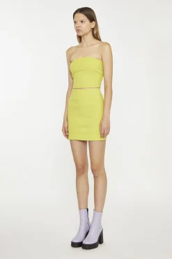 Glamorous Mini Skirts|Lime Rib Ribbed Pencil Mini-Skirt -