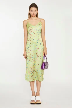 Glamorous Best Dressed Guest|Chic Escapes|Lime-Multi Daisy Bias-Cut Slip Midi-Dress -