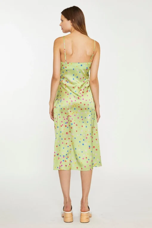 Glamorous Best Dressed Guest|Chic Escapes|Lime-Multi Daisy Bias-Cut Slip Midi-Dress -