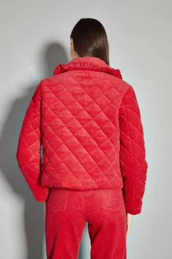 Glamorous Jackets|Puffer Jackets|Lollipop-Red Corduroy Collared Padded-Jacket -