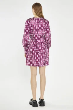 Glamorous Day Dresses|Mini Dresses|Magenta-Flower V-Neck Mini-Dress -