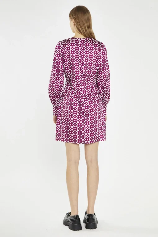 Glamorous Day Dresses|Mini Dresses|Magenta-Flower V-Neck Mini-Dress -