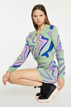 Glamorous Workwear|Co-ords|Marble Intarsia Cropped Cardigan -
