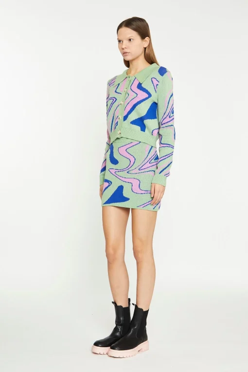Glamorous Workwear|Co-ords|Marble Intarsia Knitted Mini Skirt -