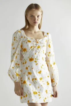 Glamorous Day Dresses|Mini Dresses|Marigold Floral A-Line Mini-Dress -
