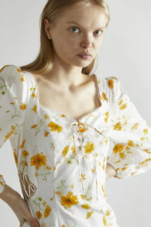 Glamorous Day Dresses|Mini Dresses|Marigold Floral A-Line Mini-Dress -