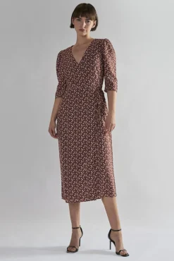 Glamorous Day Dresses|Midi & Midaxi Dresses|Maroon Ditsy Floral V Neck Midi Dresses -