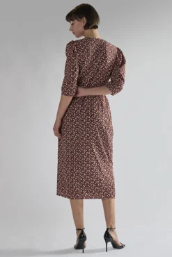 Glamorous Day Dresses|Midi & Midaxi Dresses|Maroon Ditsy Floral V Neck Midi Dresses -