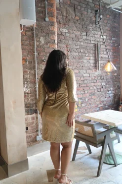 Glamorous Sequin Dresses|Midi & Midaxi Dresses|Matt - Gold sequin dress Midi-Dress -