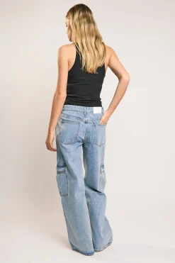 Glamorous Go To Partywear|Mid Stonewash Cargo-Jeans -