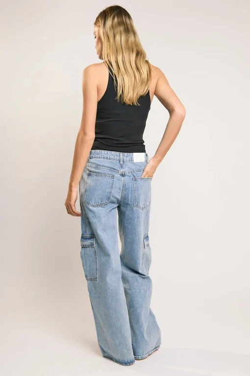Glamorous Go To Partywear|Mid Stonewash Cargo-Jeans -