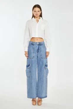 Glamorous Go To Partywear|Mid Stonewash Cargo-Jeans -