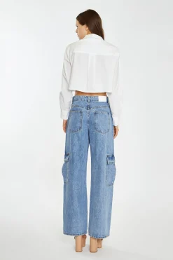 Glamorous Go To Partywear|Mid Stonewash Cargo-Jeans -