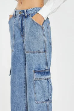 Glamorous Go To Partywear|Mid Stonewash Cargo-Jeans -