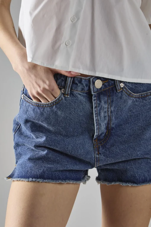 Glamorous Denim Shorts|Mid Stonewash Denim Low-Rise-Shorts -