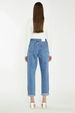 Glamorous Chic Escapes|Mom Jeans|Mid Stonewash Mom Jeans -