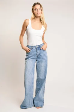 Glamorous Wide Leg Jeans|Wide Leg Trousers|Mid Stonewash Wide-Leg Jeans -