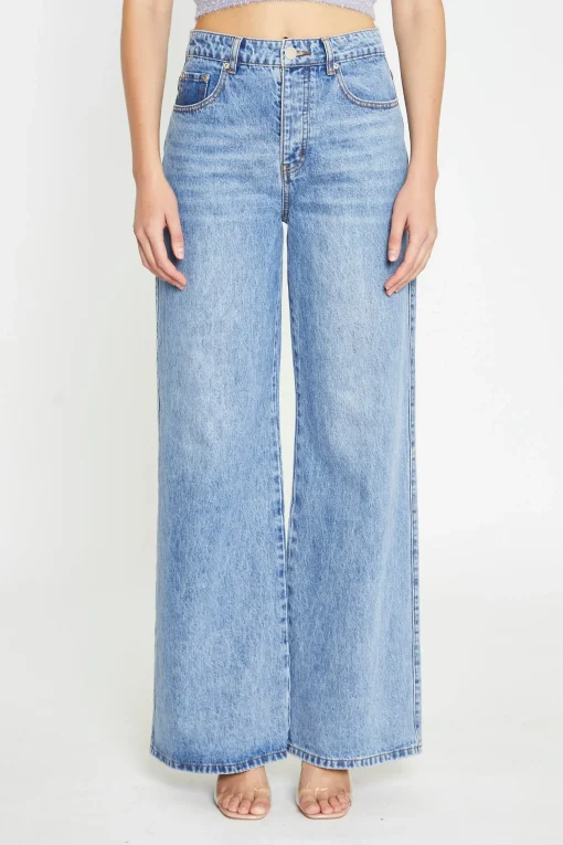 Glamorous Wide Leg Jeans|Wide Leg Trousers|Mid Stonewash Wide-Leg Jeans -