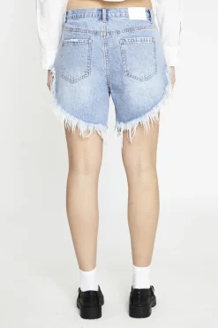 Glamorous Denim Shorts|Mid-Stonewash Ripped Denim-Shorts -