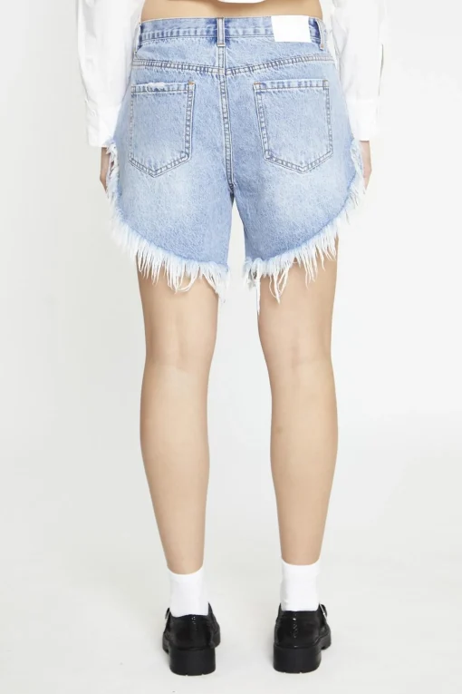 Glamorous Denim Shorts|Mid-Stonewash Ripped Denim-Shorts -
