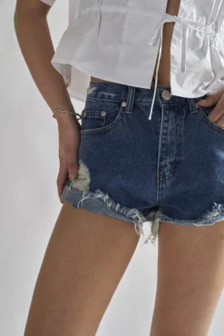 Glamorous Denim Shorts|Mid-Stonewash Ripped Denim Shorts -