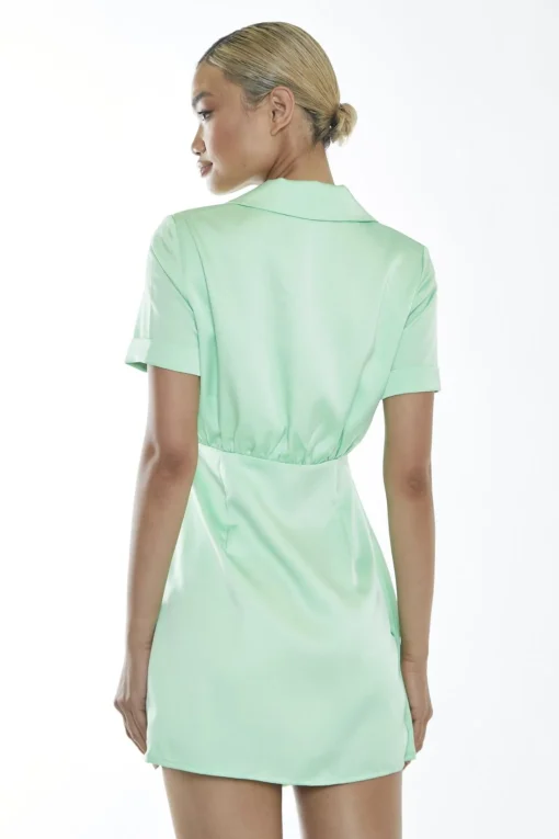 Glamorous Mini Dresses|Mini Dresses|Mint V-Neck Wrap-Detail Mini-Dress -