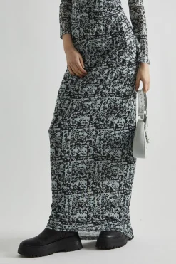 Glamorous Going Out Skirts|Co-ords|Mint-Black Spliced Mesh Bodycon Maxi-Skirt -