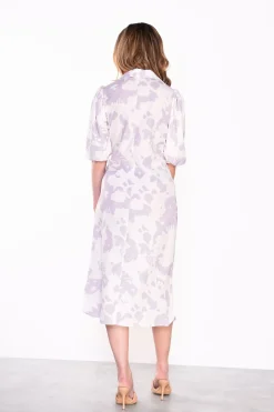 Glamorous Day Dresses|Midi & Midaxi Dresses|Misty-Lilac-Abstract Lapel-Collar Midi-Dresses -