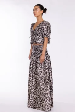 Glamorous Crops, Corsets & Bodysuits|Mocha-Leopard Tie-Front Crop-Top -