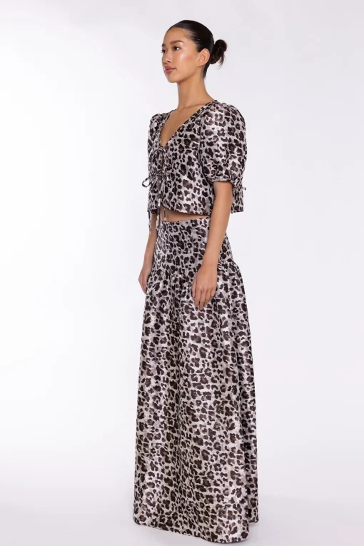 Glamorous Crops, Corsets & Bodysuits|Mocha-Leopard Tie-Front Crop-Top -