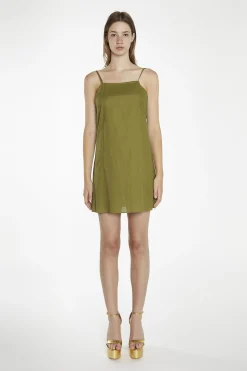 Glamorous Day Dresses|Mini Dresses|Moss-Green Strappy Cami Mini-Dress -