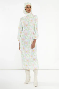 Glamorous Best Dressed Guest|Day Dresses|Multi Blurred Floral Long-Sleeve Midi-Dress -