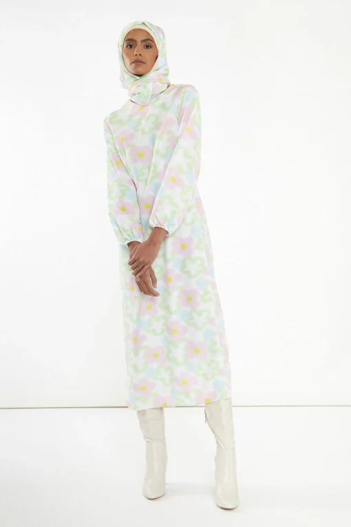 Glamorous Best Dressed Guest|Day Dresses|Multi Blurred Floral Long-Sleeve Midi-Dress -