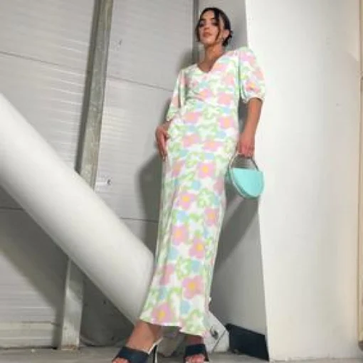 Glamorous Best Dressed Guest|Day Dresses|Multi Blurred Floral Maxi Dress -