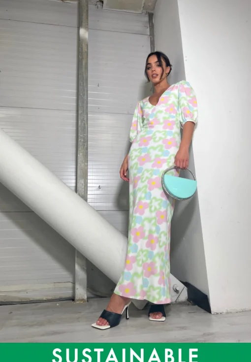 Glamorous Best Dressed Guest|Day Dresses|Multi Blurred Floral Maxi Dress -